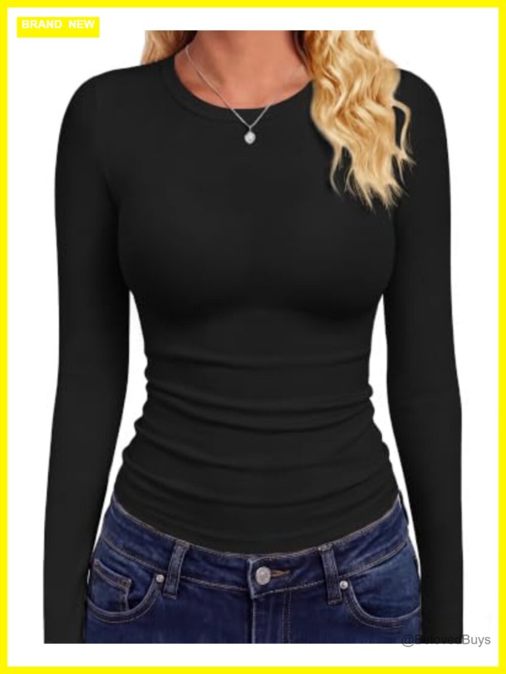 Women Fitted Long Sleeve Crew Neck T-Shirt Slim Fit Basic Tee Y2K Fall Top
